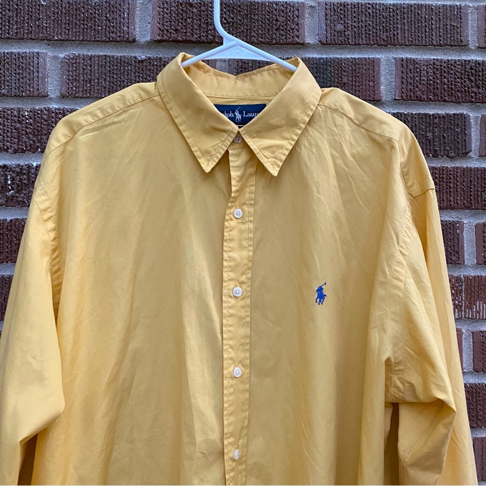 Ralph Lauren Botton Down men’s long sleeve yellow shirt size XL - Picture 9 of 9